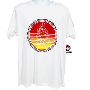 NWT Canada Weather Gear Men White Fire T-shirt Size Large Short Sleeve Crew-Neck